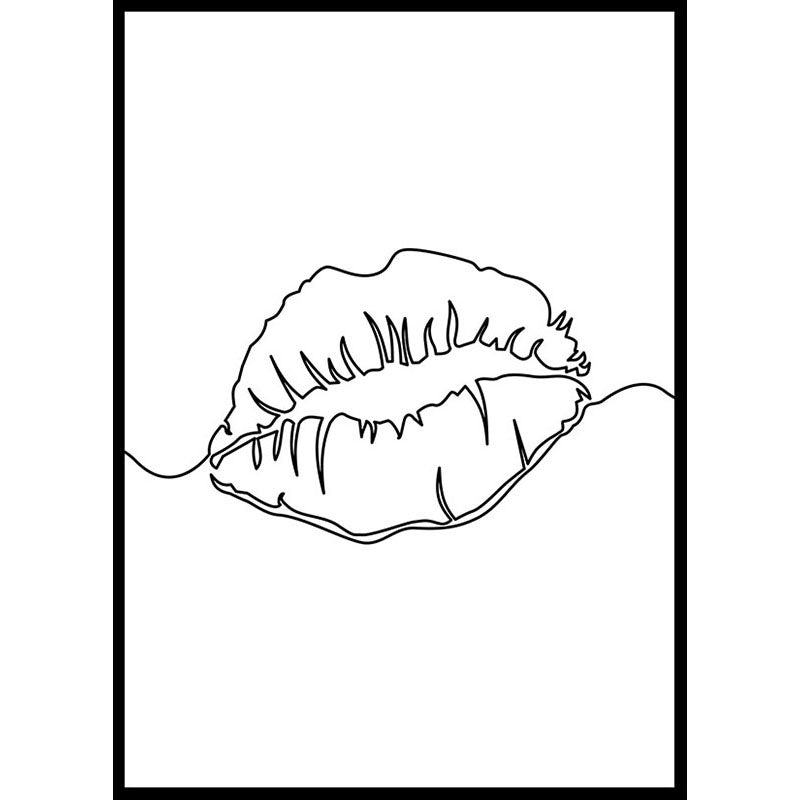 Feminine Lips Line Drawing