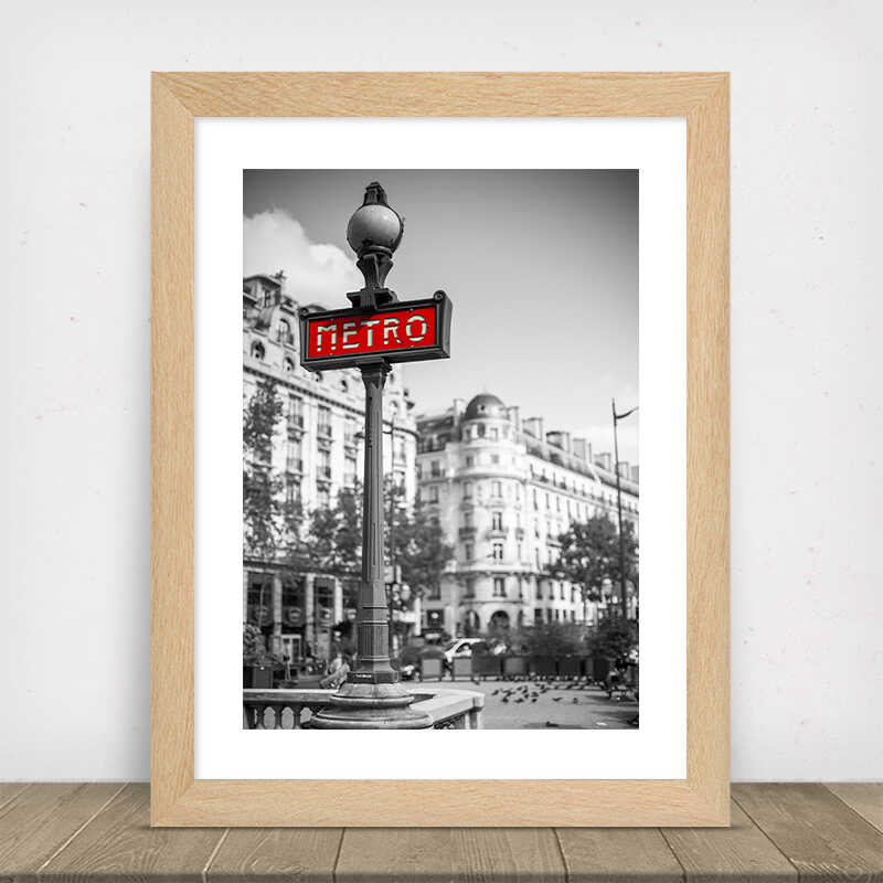 Paris Metro Black and White Poster