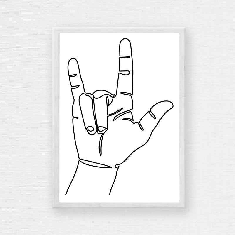 Rock On! Line Drawing