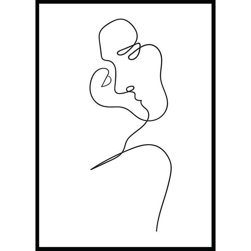 Romantic Kiss Line Drawing