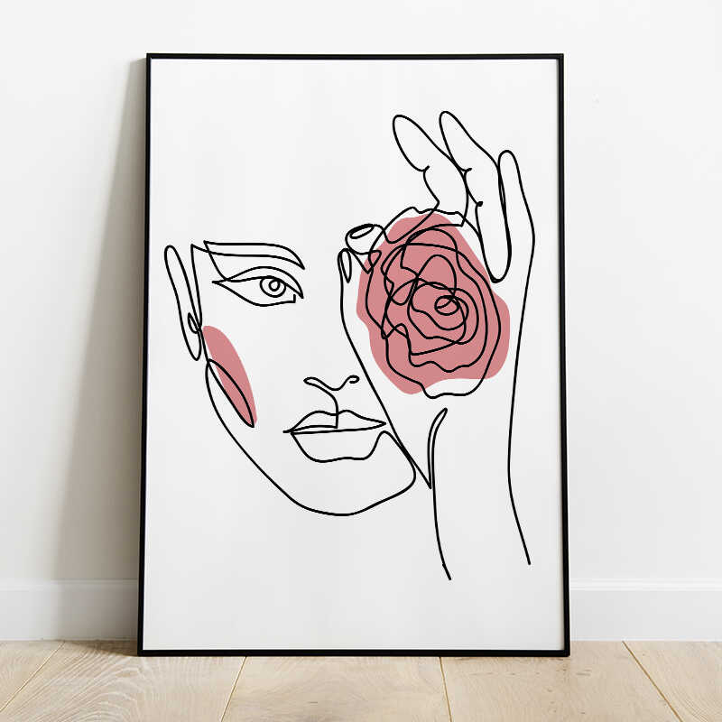 Rose Lady Line Drawing