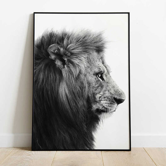 Black and White Lion Poster