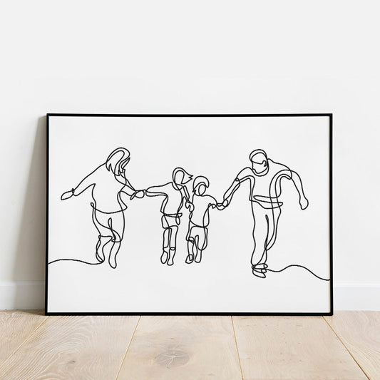 Family Line Drawing Poster