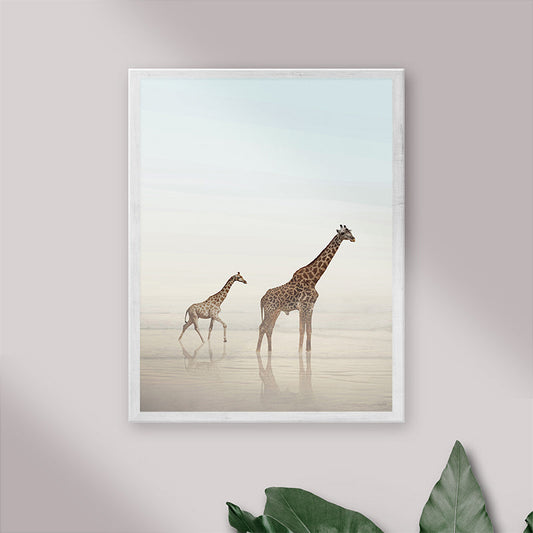 Beach Giraffes Poster