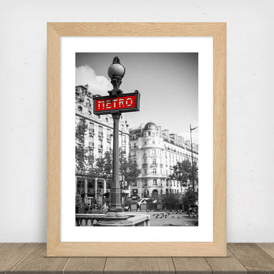 Paris Metro Black and White Poster
