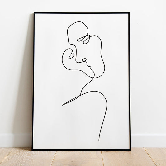 Romantic Kiss Line Drawing